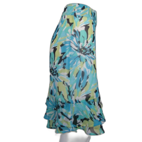 CATO Skirt, 6, Floral, ruffled hem, Side zip, Colorful, Blues/black/yellow - Picture 5 of 11